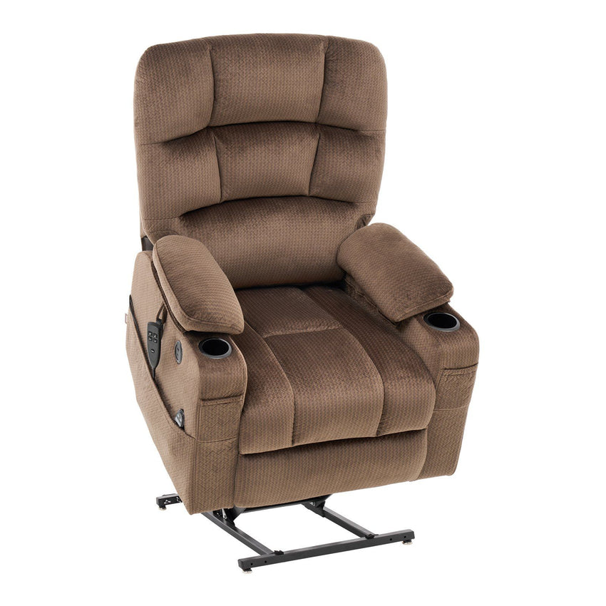 VEVOR Power Lift Recliner Chair, Lift Chair with Heat and Massage for Elderly, Dual Motor Recliner Chair with 2 Cup holders and USB Port, Infinite Position Adjustment Electric Recliner (Large, Brown)