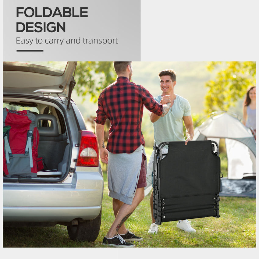 Tanning Lounger: Foldable, 5-Level Back, Reading Hole, Side Pocket, Headrest, Ultimate Relaxation, Black|