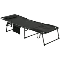 Tanning Lounger: Foldable, 5-Level Back, Reading Hole, Side Pocket, Headrest, Ultimate Relaxation, Black|