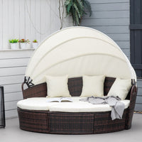 Backyard Woven Rattan 4pc Canopied Daybed Sun Lounger Sofa Setting Plush Pillows