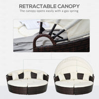 Backyard Woven Rattan 4pc Canopied Daybed Sun Lounger Sofa Setting Plush Pillows