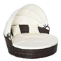 Backyard Woven Rattan 4pc Canopied Daybed Sun Lounger Sofa Setting Plush Pillows