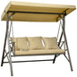 3-Person Outdoor Swing Seat with Adjustable Canopy, Cushion, 3 Throw Pillows, Adjustable Shade, Garden
