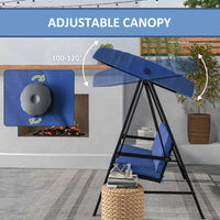 3-Person Patio Swing Chair, Outdoor Porch Swing with Adjustable Canopy & Removable Cushions, Blue