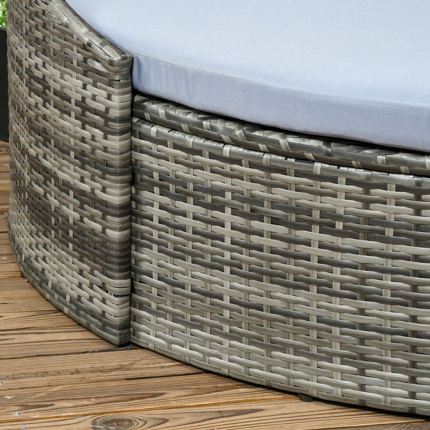 Rattan Daybed with Canopy, Convertible Sectional, Light Grey for Outdoor Use