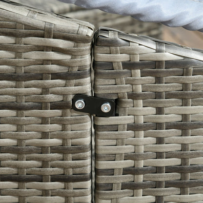 Rattan Daybed with Canopy, Convertible Sectional, Light Grey for Outdoor Use