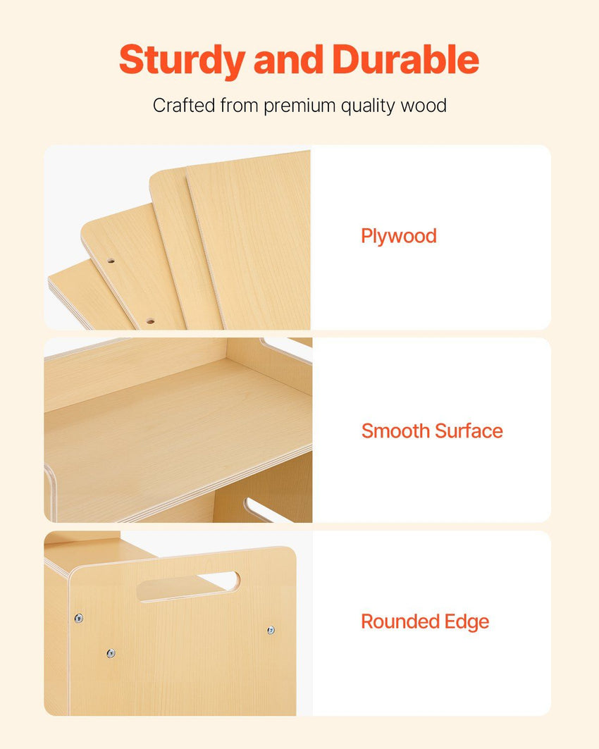 VEVOR Montessori Weaning Table and Chair Set, Wooden Toddler Table and Chair Set with 2 Chairs, Adjustable Height Montessori Chair and Activity Table, Ideal for Reading, Eating, Playing - Natural