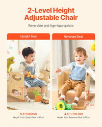 VEVOR Montessori Weaning Table and Chair Set, Wooden Toddler Table and Chair Set for Aged 1-5, Adjustable Height Kids Montessori Chair and Activity Table, Ideal for Reading, Eating, Playing - Natural