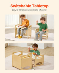 VEVOR Montessori Weaning Table and Chair Set, Wooden Toddler Table and Chair Set for Aged 1-5, Adjustable Height Kids Montessori Chair and Activity Table, Ideal for Reading, Eating, Playing - Natural