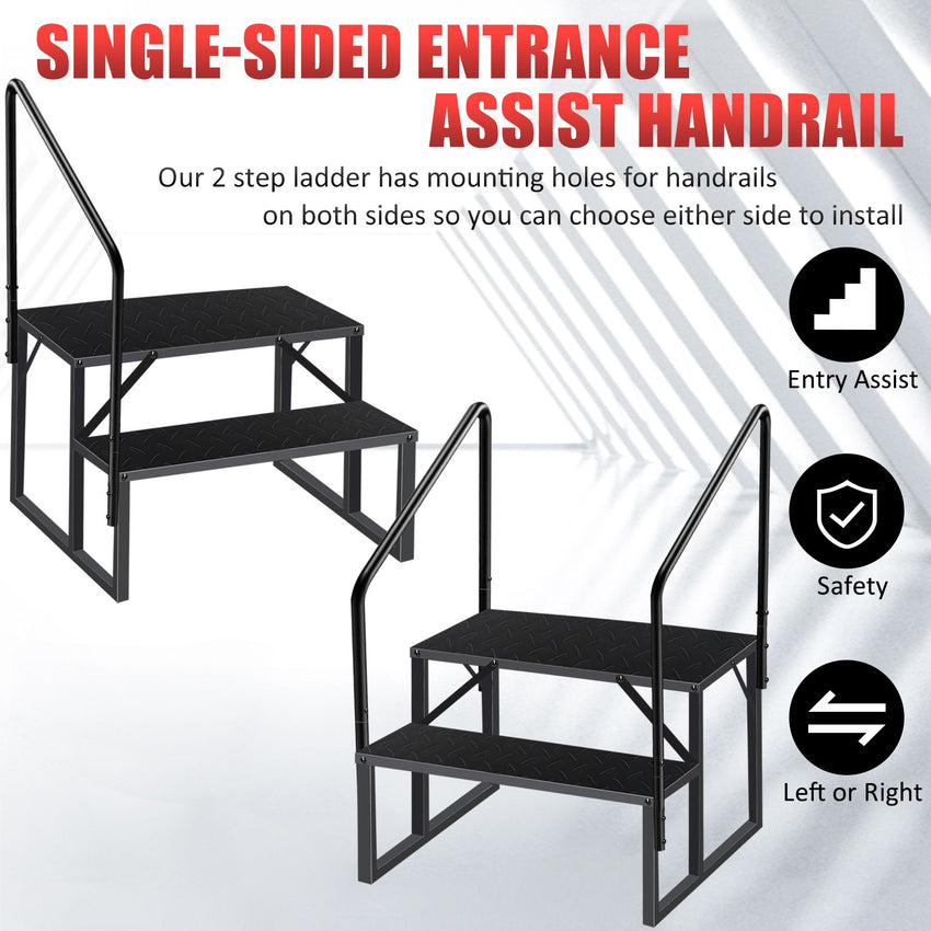Hot Tub Steps Outdoor, 2 RV Steps with Handrail, Portable RV Stairs 3 Step, Heavy Duty Truck Camper Steps Ladders for Travel Trailers, 5th Wheel, Motor Home, Spa, and Porch