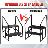 Hot Tub Steps Outdoor, 2 RV Steps with Handrail, Portable RV Stairs 3 Step, Heavy Duty Truck Camper Steps Ladders for Travel Trailers, 5th Wheel, Motor Home, Spa, and Porch