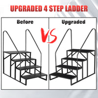Hot Tub Steps Outdoor, 2 RV Steps with Handrail, Portable RV Stairs 3 Step, Heavy Duty Truck Camper Steps Ladders for Travel Trailers, 5th Wheel, Motor Home, Spa, and Porch