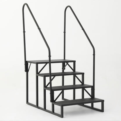 Hot Tub Steps Outdoor, 2 RV Steps with Handrail, Portable RV Stairs 3 Step, Heavy Duty Truck Camper Steps Ladders for Travel Trailers, 5th Wheel, Motor Home, Spa, and Porch