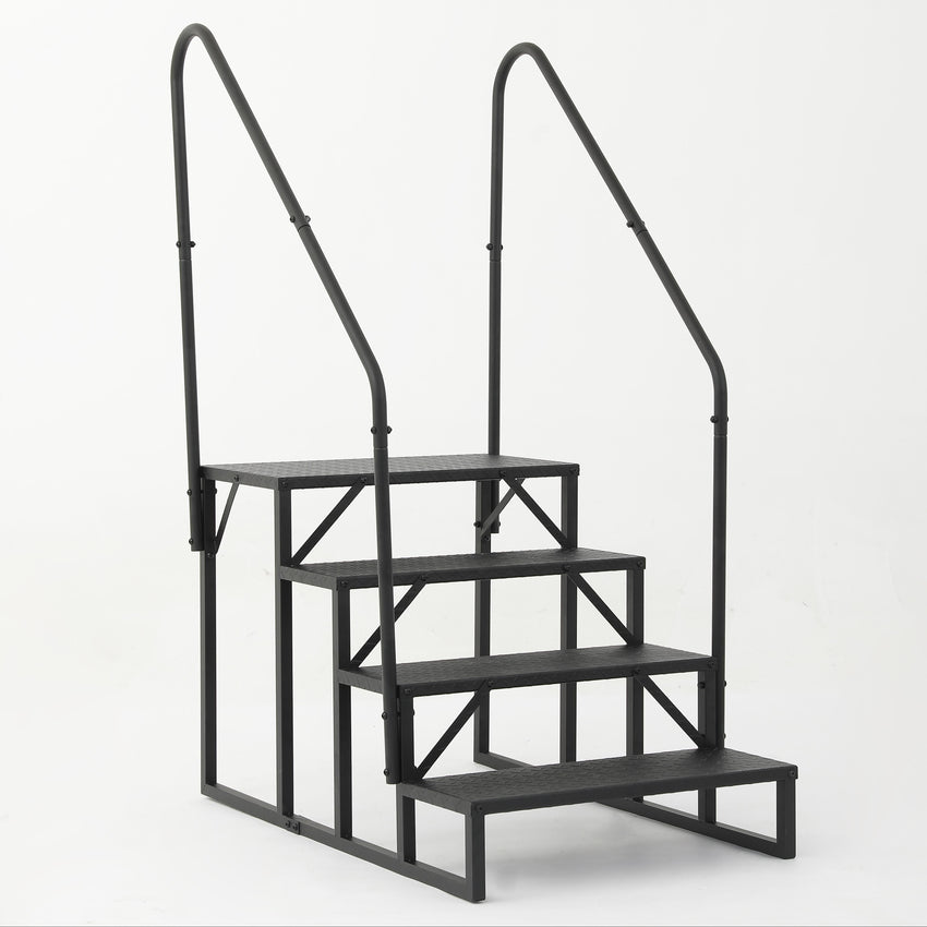 Hot Tub Steps Outdoor, 2 RV Steps with Handrail, Portable RV Stairs 3 Step, Heavy Duty Truck Camper Steps Ladders for Travel Trailers, 5th Wheel, Motor Home, Spa, and Porch