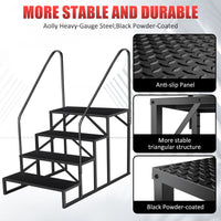 Hot Tub Steps Outdoor, 2 RV Steps with Handrail, Portable RV Stairs 3 Step, Heavy Duty Truck Camper Steps Ladders for Travel Trailers, 5th Wheel, Motor Home, Spa, and Porch