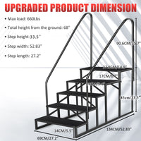 Hot Tub Steps Outdoor, 2 RV Steps with Handrail, Portable RV Stairs 3 Step, Heavy Duty Truck Camper Steps Ladders for Travel Trailers, 5th Wheel, Motor Home, Spa, and Porch
