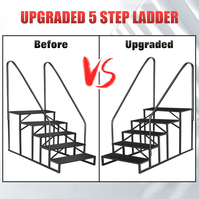Hot Tub Steps Outdoor, 2 RV Steps with Handrail, Portable RV Stairs 3 Step, Heavy Duty Truck Camper Steps Ladders for Travel Trailers, 5th Wheel, Motor Home, Spa, and Porch