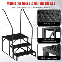 Hot Tub Steps Outdoor, 2 RV Steps with Handrail, Portable RV Stairs 3 Step, Heavy Duty Truck Camper Steps Ladders for Travel Trailers, 5th Wheel, Motor Home, Spa, and Porch