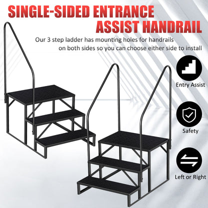 Hot Tub Steps Outdoor, 2 RV Steps with Handrail, Portable RV Stairs 3 Step, Heavy Duty Truck Camper Steps Ladders for Travel Trailers, 5th Wheel, Motor Home, Spa, and Porch