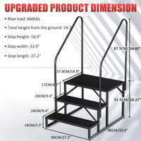Hot Tub Steps Outdoor, 2 RV Steps with Handrail, Portable RV Stairs 3 Step, Heavy Duty Truck Camper Steps Ladders for Travel Trailers, 5th Wheel, Motor Home, Spa, and Porch