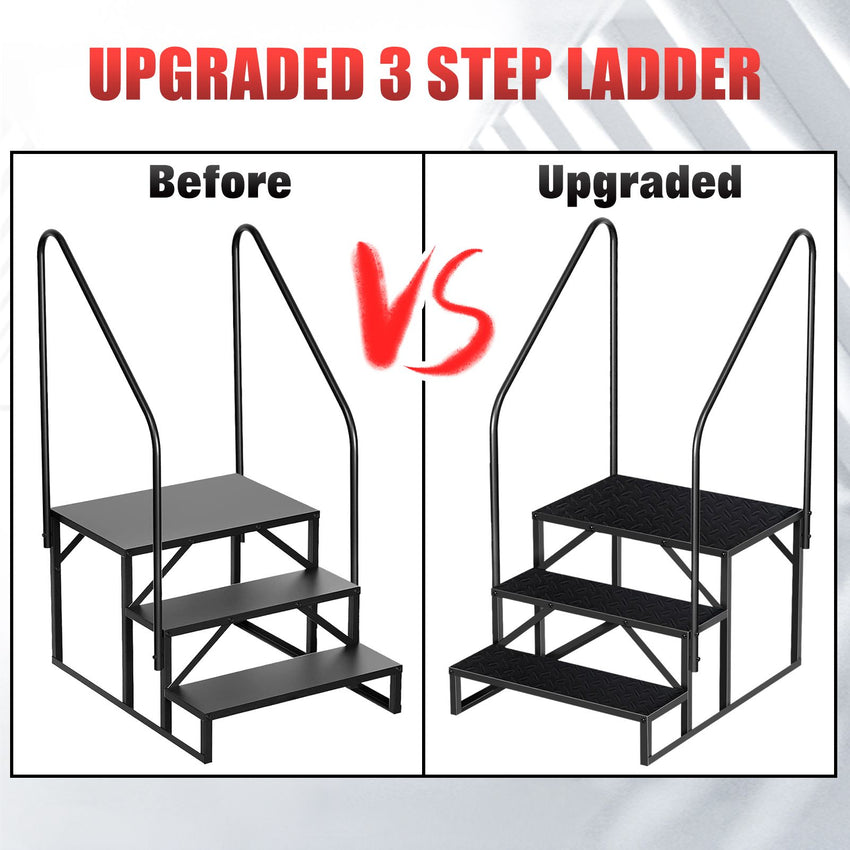 Hot Tub Steps Outdoor, 2 RV Steps with Handrail, Portable RV Stairs 3 Step, Heavy Duty Truck Camper Steps Ladders for Travel Trailers, 5th Wheel, Motor Home, Spa, and Porch
