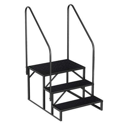 Hot Tub Steps Outdoor, 2 RV Steps with Handrail, Portable RV Stairs 3 Step, Heavy Duty Truck Camper Steps Ladders for Travel Trailers, 5th Wheel, Motor Home, Spa, and Porch