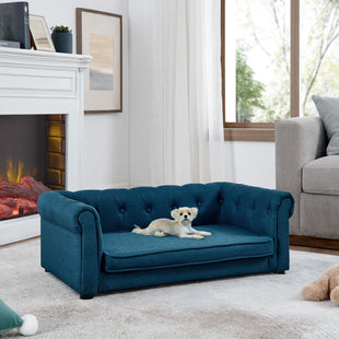 Elegant Rectangle Pet Bed for Medium and Large Dogs, Durable Elevated Dog Sofa Bed, Comfortable Dog Couch, Modern and Stylish Dog Sofa for Large Dogs,Blue