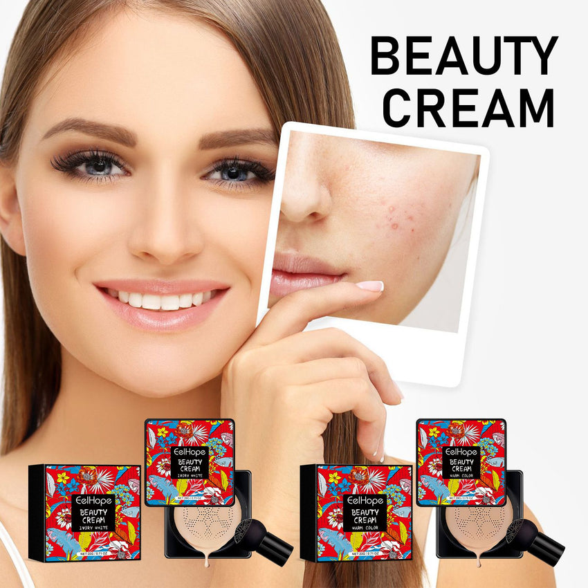 Eelhope Beauty Cream, Cover Facial Blemishes Light Natural Base Makeup Long-Lasting Makeup Cushion