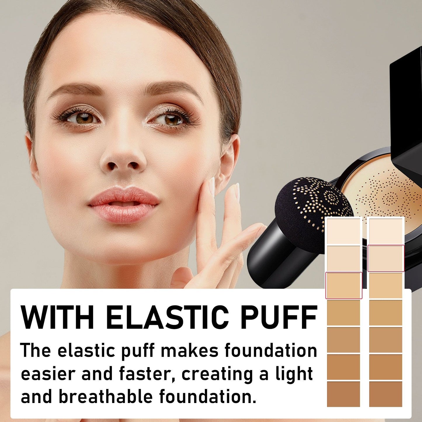 Eelhope Beauty Cream, Cover Facial Blemishes Light Natural Base Makeup Long-Lasting Makeup Cushion