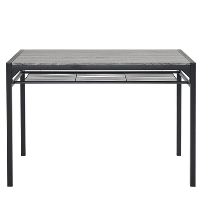 Dining Table Set for 4, Kitchen Table with 2 Chairs and a Bench, 4 Piece Kitchen Table Set for Small Space, Home Kitchen Bar Pub Apartment, Gray