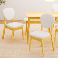 Rubberwood Dining Table Set, 1 Rectangular Table + 4 Upholstered Chairs + 1 Bench, Natural Wood Finish with Beige Cushions, Detachable & Easy Assemble, for Kitchen Dining Room Apartment