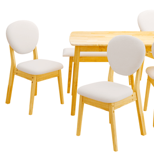 Rubberwood Dining Table Set, 1 Rectangular Table + 4 Upholstered Chairs + 1 Bench, Natural Wood Finish with Beige Cushions, Detachable & Easy Assemble, for Kitchen Dining Room Apartment