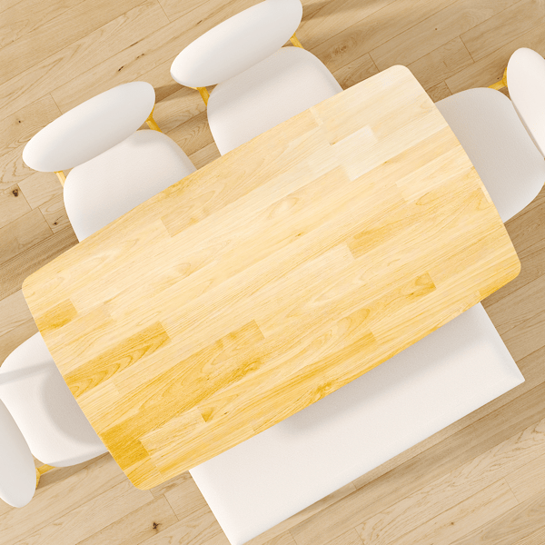 Rubberwood Dining Table Set, 1 Rectangular Table + 4 Upholstered Chairs + 1 Bench, Natural Wood Finish with Beige Cushions, Detachable & Easy Assemble, for Kitchen Dining Room Apartment