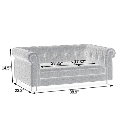 Elegant rectangular pet bed for small and medium-sized dogs, durable elevated dog sofa bed, comfortable dog sofa, modern and fashionable linen fabric dog sofa-Dark Brown