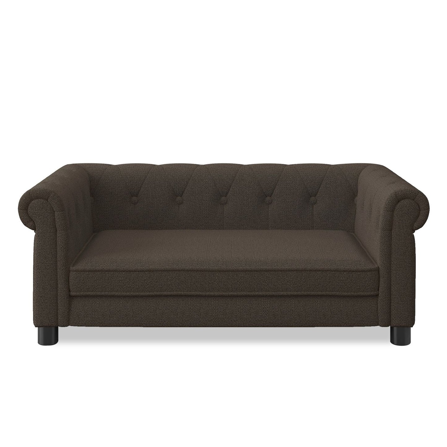 Elegant rectangular pet bed for small and medium-sized dogs, durable elevated dog sofa bed, comfortable dog sofa, modern and fashionable linen fabric dog sofa-Dark Brown
