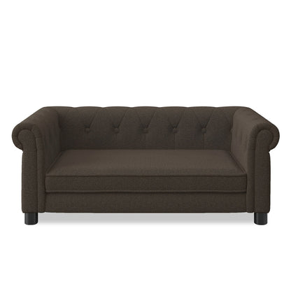 Elegant rectangular pet bed for small and medium-sized dogs, durable elevated dog sofa bed, comfortable dog sofa, modern and fashionable linen fabric dog sofa-Dark Brown