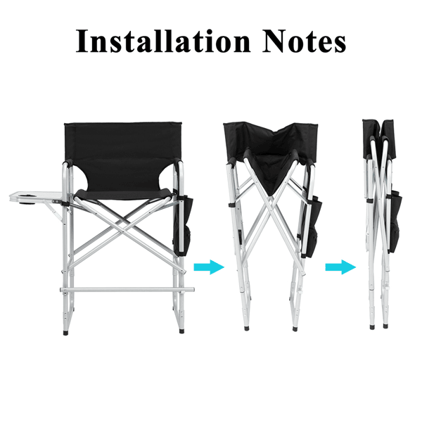 Silver White Iron Pipe Black Cloth Surface Plastic Sprayed Iron Round Pipe Director's Chair 103*60*499cm 120kg Without Carrying Bag