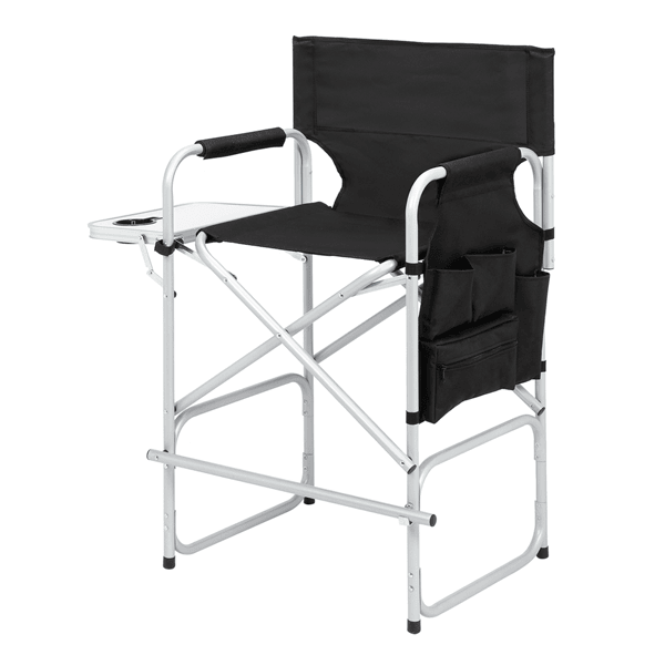 Silver White Iron Pipe Black Cloth Surface Plastic Sprayed Iron Round Pipe Director's Chair 103*60*499cm 120kg Without Carrying Bag