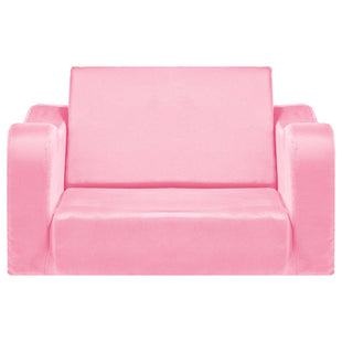 VEVOR 2-in-1 Kids Sofa, Foldable Toddler Soft Couch with Armrests, Made of 28D Sponge & Short Pile, Convertible Toddler Chair to Lounger, Kid Couch Fold Out for Fun Playtime or Comfy Lounging, M, Pink