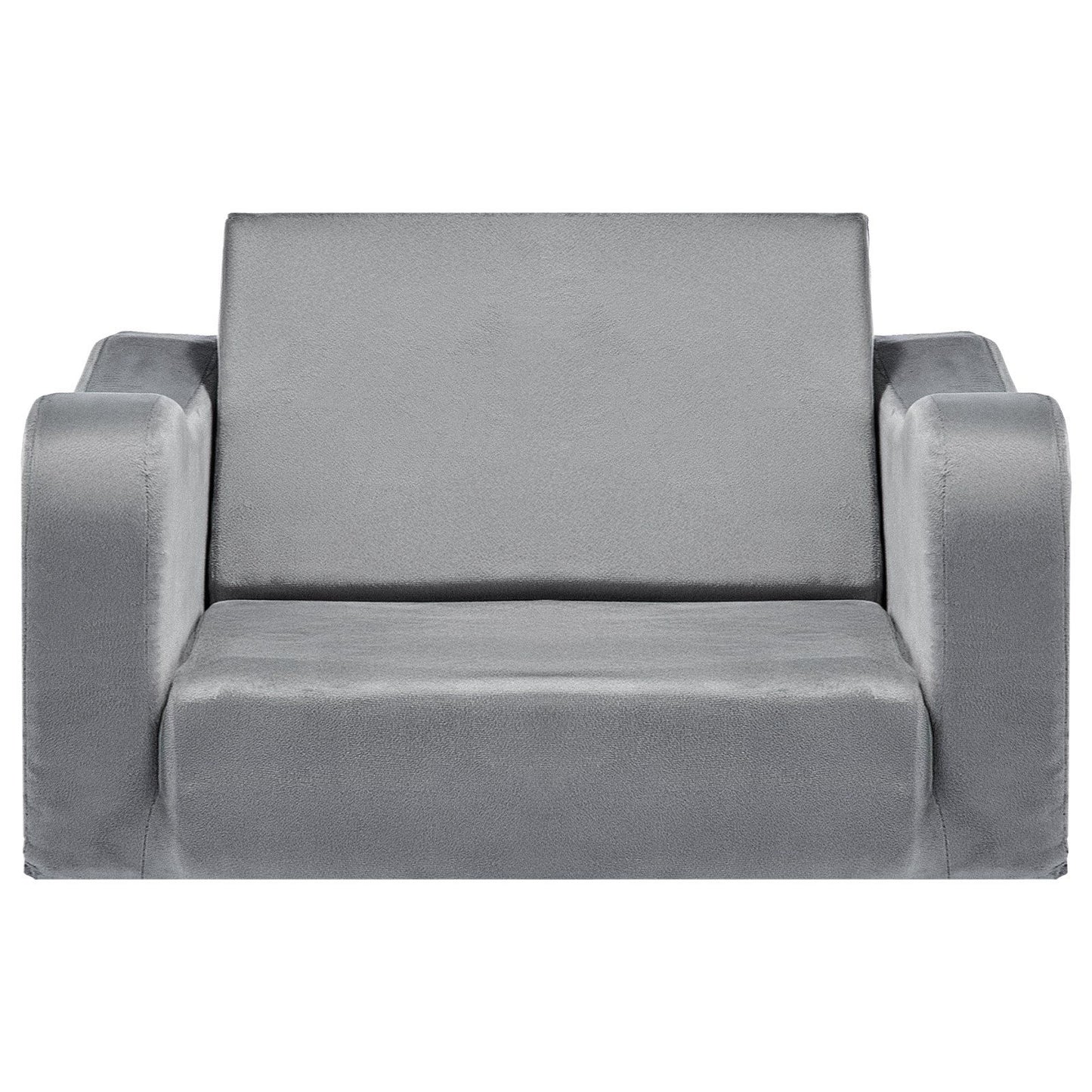 VEVOR 2-in-1 Kids Sofa, Foldable Toddler Soft Couch with Armrests, Made of 28D Sponge & Short Pile, Convertible Toddler Chair to Lounger, Kid Couch Fold Out for Fun Playtime or Comfy Lounging, M, Gray