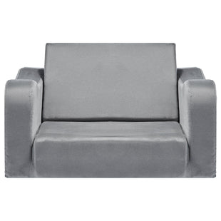 VEVOR 2-in-1 Kids Sofa, Foldable Toddler Soft Couch with Armrests, Made of 28D Sponge & Short Pile, Convertible Toddler Chair to Lounger, Kid Couch Fold Out for Fun Playtime or Comfy Lounging, M, Gray