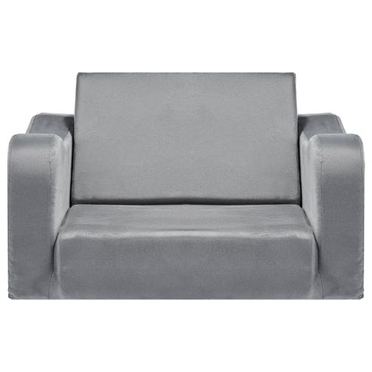 VEVOR 2-in-1 Kids Sofa, Foldable Toddler Soft Couch with Armrests, Made of 28D Sponge & Short Pile, Convertible Toddler Chair to Lounger, Kid Couch Fold Out for Fun Playtime or Comfy Lounging, M, Gray