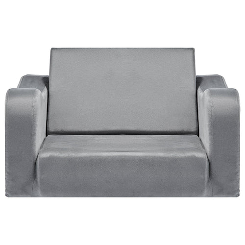 VEVOR 2-in-1 Kids Sofa, Foldable Toddler Soft Couch with Armrests, Made of 28D Sponge & Short Pile, Convertible Toddler Chair to Lounger, Kid Couch Fold Out for Fun Playtime or Comfy Lounging, M, Gray
