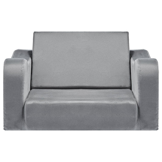VEVOR 2-in-1 Kids Sofa, Foldable Toddler Soft Couch with Armrests, Made of 28D Sponge & Short Pile, Convertible Toddler Chair to Lounger, Kid Couch Fold Out for Fun Playtime or Comfy Lounging, M, Gray