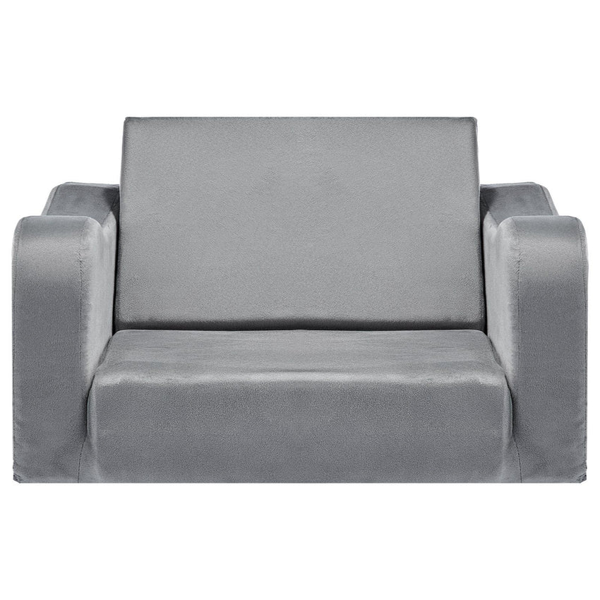 VEVOR 2-in-1 Kids Sofa, Foldable Toddler Soft Couch with Armrests, Made of 28D Sponge & Short Pile, Convertible Toddler Chair to Lounger, Kid Couch Fold Out for Fun Playtime or Comfy Lounging, M, Gray