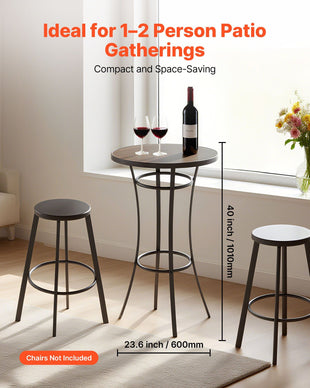 VEVOR Outdoor Round Bar Table, 23.7 in Counter Bar Height Bistro Table, Patio Dining Tables with Easy-to-Clean Top & Sturdy Metal Frame, Indoor High Top Pub Tables for Small Places, Kitchen