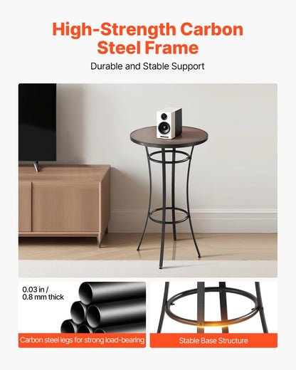 VEVOR Outdoor Round Bar Table, 23.7 in Counter Bar Height Bistro Table, Patio Dining Tables with Easy-to-Clean Top & Sturdy Metal Frame, Indoor High Top Pub Tables for Small Places, Kitchen
