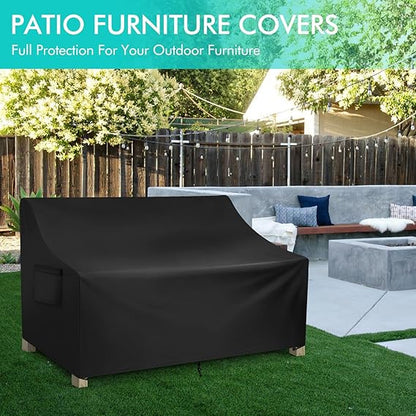 WLEAFJ Patio Sofa Cover Waterproof, 3-Seater Outdoor Sofa, Heavy Duty Deep Lounge Loveseat, Large