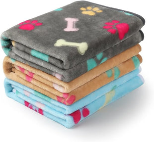 Pack 3 Blankets Fluffy Premium Fleece Pet Blanket Flannel