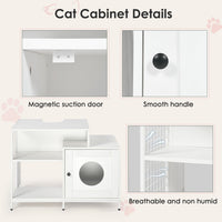 Cat litter box enclosure for bathroom, Hidden Litter Pet Washroom with Divider, Indoor Cat House for Large Cats, White